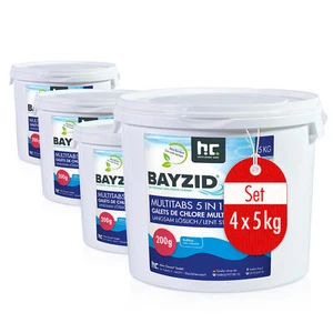 5in1 Multitabs Chlor 4x5kg von BAYZID Chlortabletten 200g Langsamlöslich - Bild 1 von 10