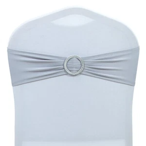 100 marcos de silla elásticos de spandex plateados claros arco con hebilla deslizante boda - Imagen 1 de 5