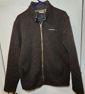 Merrell Men's Size M Brown Full Zip Jacket Fleece Lined Wool Blend Pockets - Picture 1 of 10