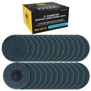 Dura-Gold 3" Surface Conditioning Discs Blue Fine Sanding Grit (Box of 25) - Picture 1 of 4