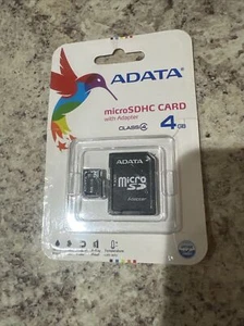 NEW ADATA Data Storage Card Micro SDHC Card 4GB with Adapter, SD Card, Class 4 - Picture 1 of 11
