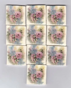 Mosaic Tiles Set 10 flower Rose Garden Tessera Pink Shabby Clay Handmade G501 - Picture 1 of 1