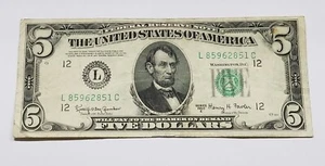 1950E $5 Federal Reserve Note | San Francisco | L-C - Picture 1 of 2