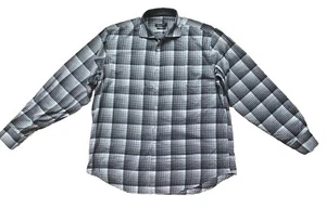 BUGATCHI Men Checkered Shirt Black & White US XL 100% Cotton Classic Fit - Picture 1 of 9