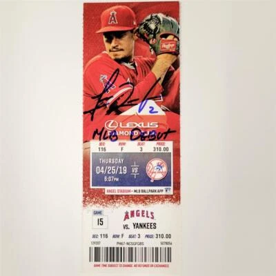 Luis Rengifo signed "MLB Debut" Ticket 4/25/19 Angels / Yankees BAS Beckett Holo - Image 1 of 3