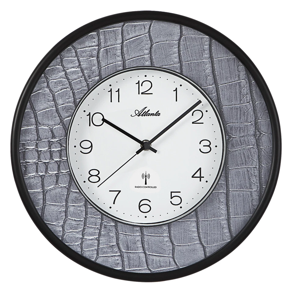 Atlanta Funk-Wanduhr,Motiveinlage,Silber/Schwarz,Mineralglas-Abdeckung, - 4540/7 - Bild 1 von 1