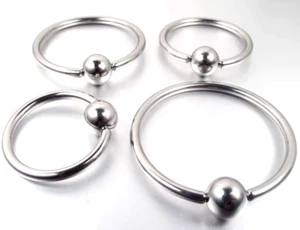 25-40mm CBR 8g Captive Bead Ring Genital PA Earring Big Size Heavy Gauge BCR - Picture 1 of 13
