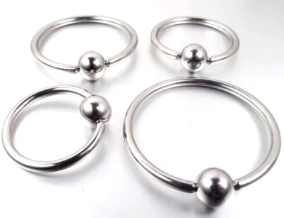 15-40mm CBR 12-6g Captive Bead Ring Genital PA Earring Big Size Heavy Gauge BCR - Image 1 of 4