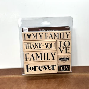 Heidi Grace Designs, Fiskars - 7-Pcs Wood Rubber Stamps, Family Joy Love Words - Picture 1 of 4