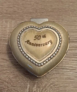 50th Anniversary Silver plated Pearl Heart Shaped Trinket - Anniversary Gift Box - Picture 1 of 12