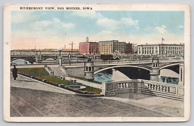 Postcard c1910 Des Moines Iowa Riverfront View - Image 1 of 2