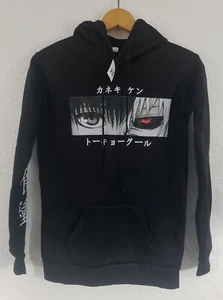 NWOT Unbranded Boy's XS 8-10 Black Anime Eyes Writing Hoodie Sweatshirt - Picture 1 of 4