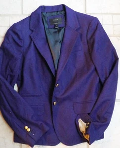 J. Crew "Schoolboy"  2 Button Wool  Blazer Purple Sz. 8 EUC Surgeon Cuffs - Foto 1 di 5