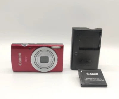 Canon Digital Camera PowerShot ELPH 135 IXY 120 Red 8x 16MP Compact Camera - Image 1 of 4