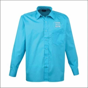 Personalised Custom Embroidered Premier Mens Long Sleeve Poplin Shirt Work Wear - Picture 1 of 26