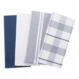 "4 Pack Oversized Indigo Cotton Waffle-Weave Dual-Purpose Kitchen Towels" - Picture 1 of 5