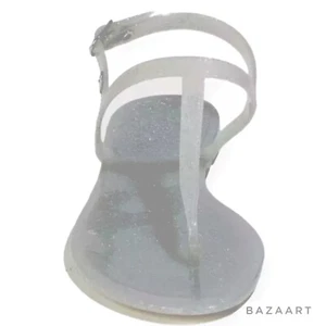 NIB Stuart Weitzman Sandals Silver Glitter Sallie Jelly Slingback MSRP 125 Sz 8 - Picture 1 of 10