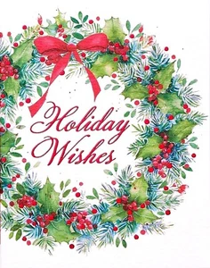Papyrus Holiday Wishes Wreath Christmas Notecard Greeting Card - Picture 1 of 4