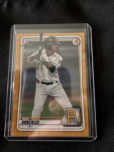 2020 NICK GONZALES PIRATES ROOKIE CARD 1st BOWMAN Draft Gold Border /50 BD-81 - Picture 1 of 5