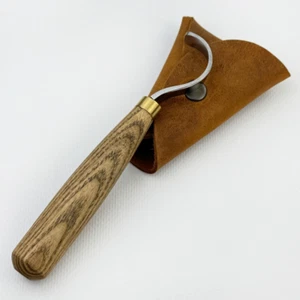 Spoon Carving Hook Knife – Forged 52100 Steel Blade, Ash Handle, With Sheath - Picture 1 of 11