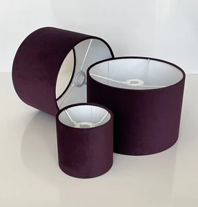 Made To Order Plum Velvet Lamp Shade Pendant Lamp Light Shade Drum Multi Sizes - Picture 1 of 7