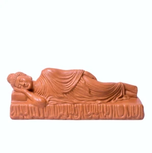 4.7" H Reclining Buddha Terra Cotta Statue – Handmade Clay Sculpture Home Decor - Picture 1 of 1
