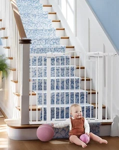 Cumbor 29.7-46" Arched 36 TALL Decor Baby Gate for Stairs, Mom's Choice WHITE - Picture 1 of 8