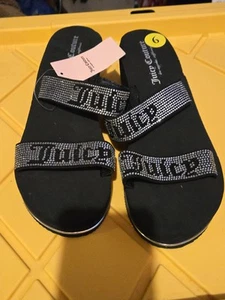 Juicy Couture Upward Wedge Black Sandals Size 9 NEW - Picture 1 of 4