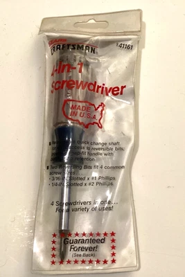 NOS Sears Craftsman USA 4 In 1 Screwdriver Rare -41161 Slotted/Phillips original - Image 1 of 4