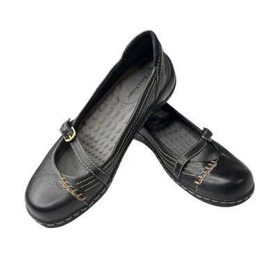 Zapatos planos Mary Janes de cuero con trampas desnudas 8,5 negros Maggie casa de campo cómodos Foto 1 de 4