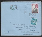 TRISTAN DA CUNHA TO GILLBERT & ELLICE REDIR. TO UK 4d POSTAGE DUE ON COVER 1955
