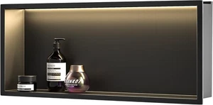 Nicchia Doccia Led 30" X 12" Nero Opaco Acciaio Inox 304 con Illuminazione Waterpr - Foto 1 di 8