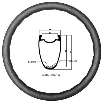 700C碳纤维公路自行车轮辋宽度28毫米波环自行车车轮42/45毫米高度 — 第 1/4 张图片