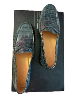 Classic J Crew “Rowan”Leather Loafers Hunter Green Size 9 Women’s Academia - Picture 1 of 14