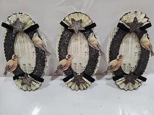 Pottery Barn German Cut Design Glitter 3 Inc. Christmas Ornament Bird Frame NWT - Picture 1 of 6