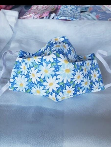 Face mask BLUE DAISY - reusable washable material - Picture 1 of 5