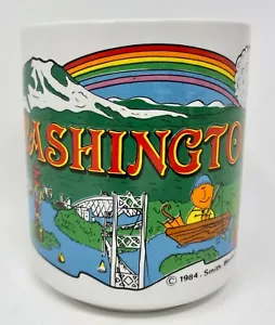 Vintage Washington State Tasse, 1984, Space Needle, Mt Rainer, Rainbow, King Dome! - Bild 1 von 5
