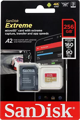 SanDisk Extreme 256GB 160MB/S Class 10 Micro SD MicroSDXC U3 Memory Card SDSQXA1 - Image 1 of 4