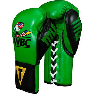 Guantes con cordones de cuero Title Boxing WBC Pro Fight - verdes/negros Foto 1 de 4