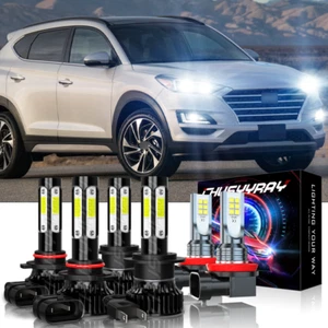 For Hyundai Tucson 2020 6x 6000K Combo LED Headlight Fog Light Bulbs 9005 H7 H11 - Picture 1 of 12