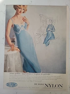 1957 Women's blue Dupont nylon lace trim slip vintage lingerie fashion ad - Picture 1 of 1