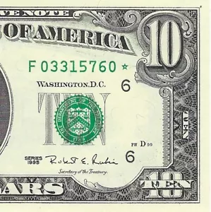 1995 $10 ATLANTA * STAR * ⭐️ FRN. Crisp & UNCIRCULATED Banknote. Scarce District - Picture 1 of 3