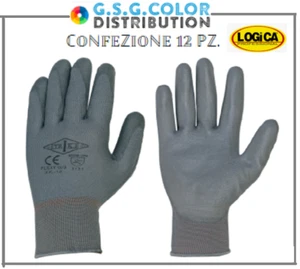 Guantes De Trabajo En Poliéster Recubierto De PU Paquete De 12 Pares Gris - Imagen 1 de 1