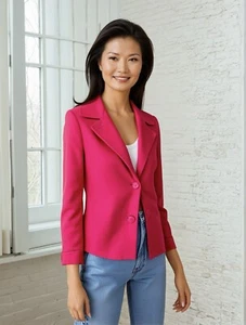 Carlisle Vintage 1990s Sz 12 100% Cashmere Pink Blazer Lined Soft Retro Office - Picture 1 of 7