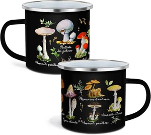 Mushroom Enamel Mug Set 2 Pieces Kawaii Mushroom Cup Mushroom Thank You Gift ... - Picture 1 of 13