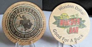 VINTAGE (2) The World Famous Wonder Bar® Wooden Dollars Good For A Buck Casper W - Picture 1 of 19