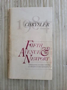 1984 Chrysler Fifth Avenue Newport Owners Manual User Guide Operator Book - Picture 1 of 2