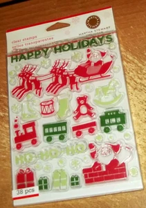 CLEAR ACRYLIC MARTHA STEWART STAMPS HOLIDAYS ~  SANTA and REINDEER wks CTMH blk - Picture 1 of 1