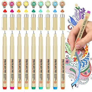 Micro Fineliner Drawing Art Pens 12 Black Fine Line Waterproof Ink Set Artist - Picture 1 of 8