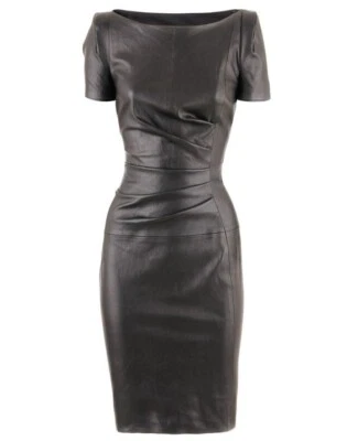 Women Leather Dress New Black Genuine Lambskin Sexy Leather Dress XS-3XL DS77 - Image 1 of 3